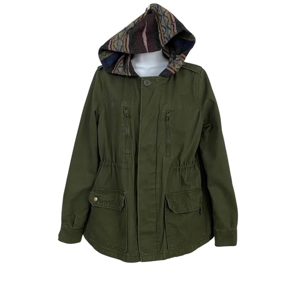 Olive Green Jacket Hooded Parka Large Cotton Utility Barn Chore - Picture 1 of 14